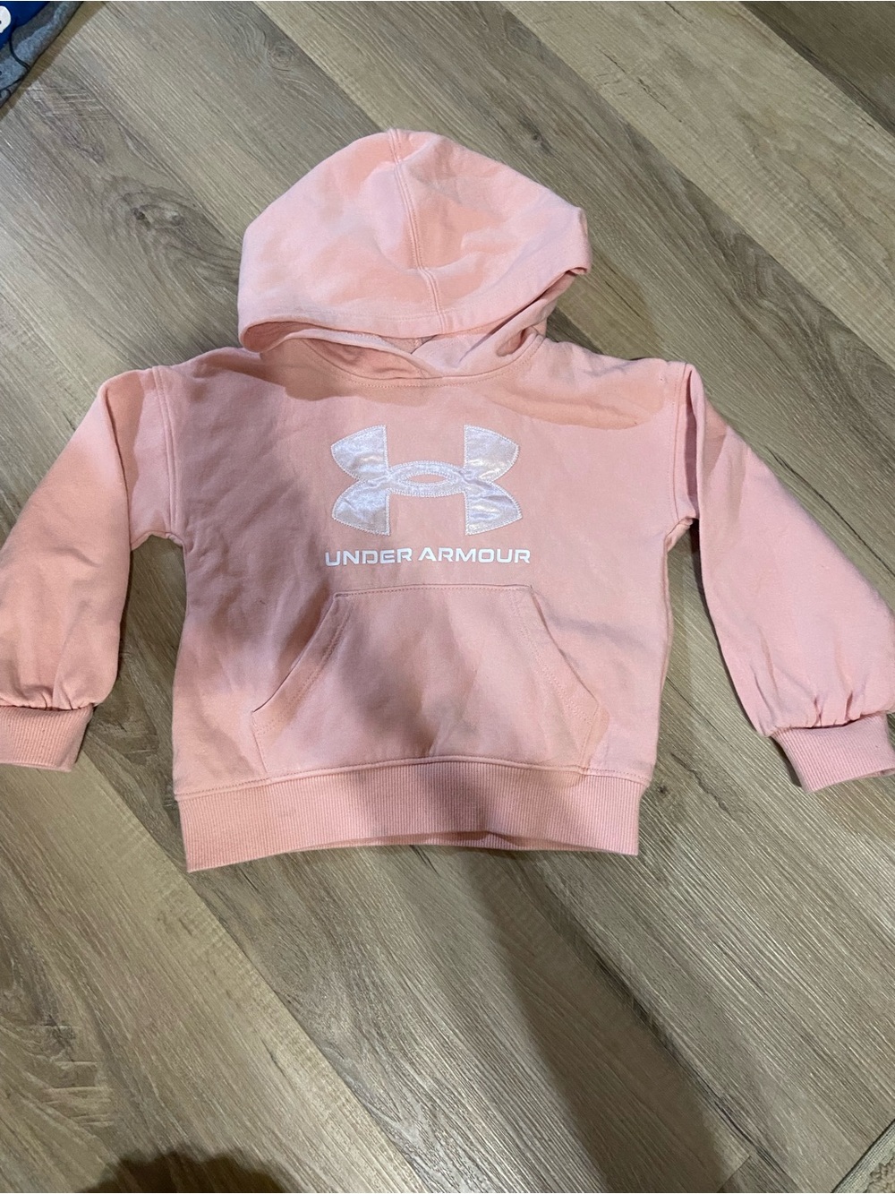 Under Armour Girls Light Pink Pullover Hoodie with Logo